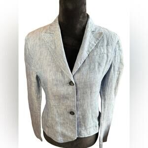 Strenesse Gabriele Strehle Heathered Blue Linen Blazer Women's size 6